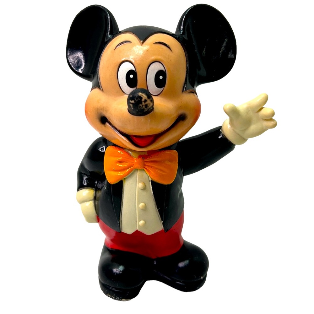 1970’s Mickey Mouse Coin Piggy Bank Walt Disney With Moveable Left Arm No Plug